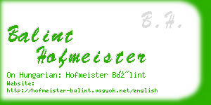 balint hofmeister business card